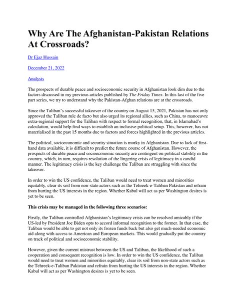 Pdf Why Are The Afghanistan Pakistan Relations At Crossroads