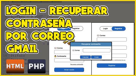 LOGIN CON OPCIÓN DE RECUPERAR CONTRASEÑA POR CORREO EN PHP HTML Y CSS