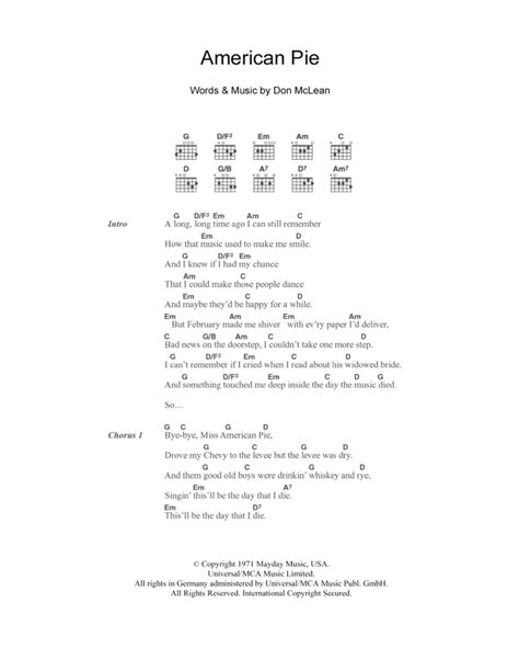 American Pie by Don McLean - Guitar - Digital Sheet Music | Sheet Music ...