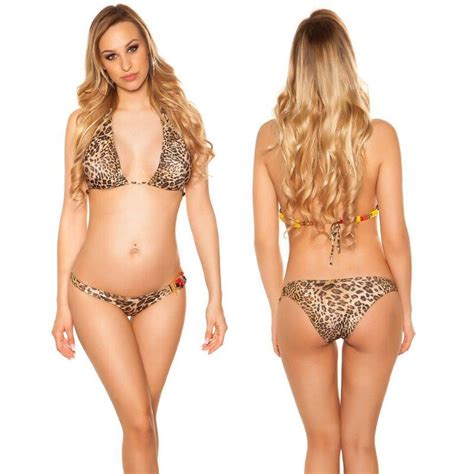 Comprar Bikini De Moda Con Perlas Leopardo Bikinis Moda