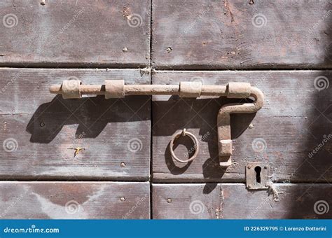 Rusty Vintage Door Latch Frontal View Stock Image Image Of Rustic