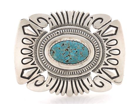 Lot Leonard Gene Navajo Sterling Silver Turquoise Belt Buckle