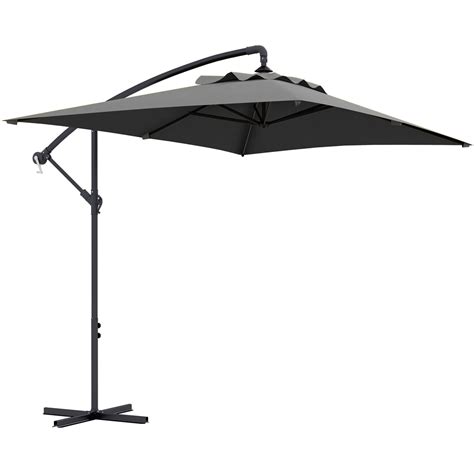 Outsunny Grey Crank Handle Cantilever Banana Parasol With Cross Base 3