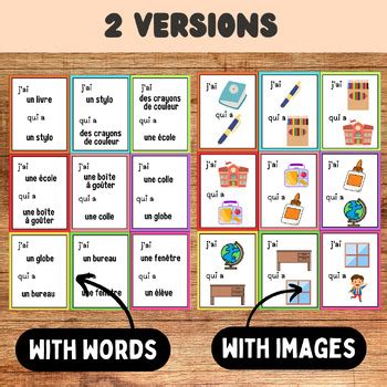 French Classroom Vocabulary Game J Ai Qui A Back To School