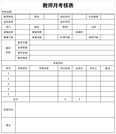 幼儿园教师每月考核表官方电脑版51下载