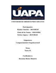 Tarea Comportamiento Organizacional Docx Universidad Abierta Para