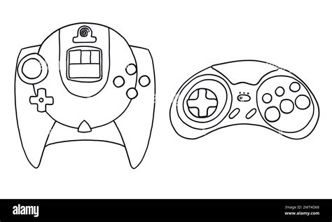 Hand Drawn Game Controllers Set Vector Illustrations In Outline Doodle