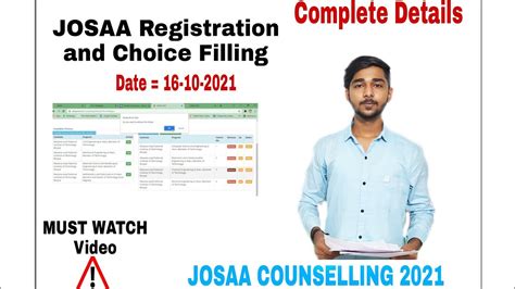 Josaa Registration And Choice Filling Josaacounselling