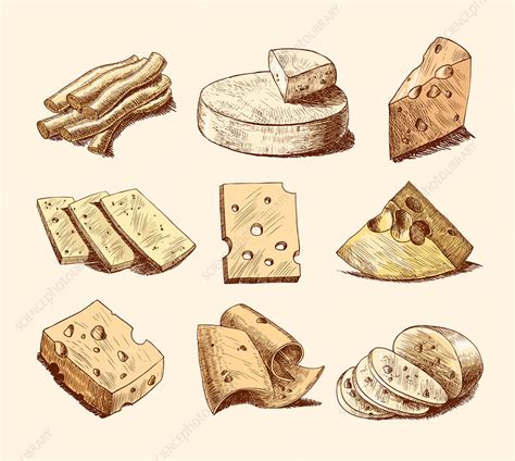 Cheeses Illustration Stock Image F019 7346 Science Photo Library