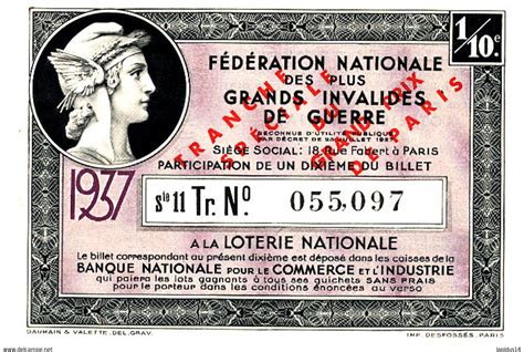 Billets De Loterie Bl Billets Loterie Nationale Federation