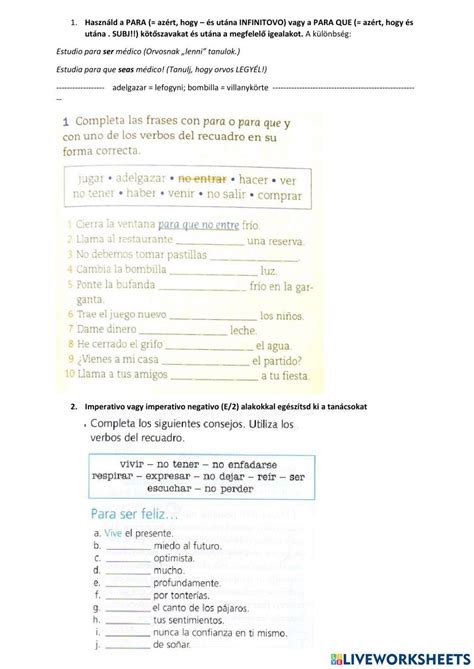 Imperativo Online Pdf Exercise Live Worksheets