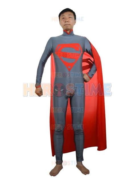 Gray And Red New Lycra Spandex Superman Superhero Costume Zentai Superman Halloween Cosplay