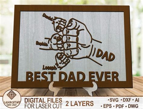 Personalized Best Dad Ever Laser Cut File Fathers Day Etsy Best