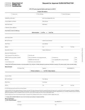 Fillable Online Request For Approval SUBCONTRACTOR NYC Gov Fax Email