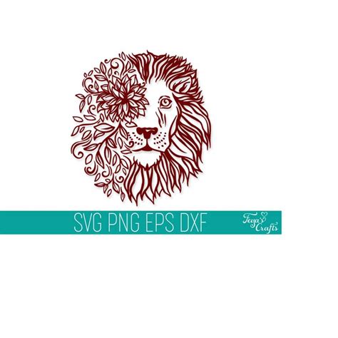 Floral Lion Head DXF SVG Lion Head DXF Cricut Boho Lion Sv Inspire