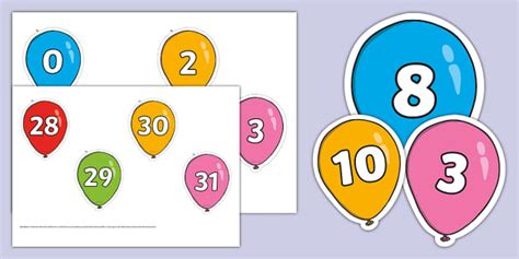 Number Balloons Display Cut Outs Twinkl