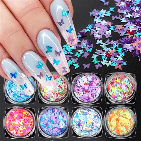 Holographic Mirror Butterfly Nail Sequins Ultra Thin Flake Nail Glitter