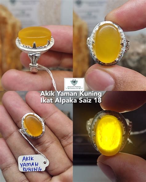 Akik Yaman Kuning Ring Alpaka Women S Fashion Jewelry Organisers