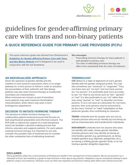 Guidelines For Gender Affirming Primary Care With Trans And Non Binary