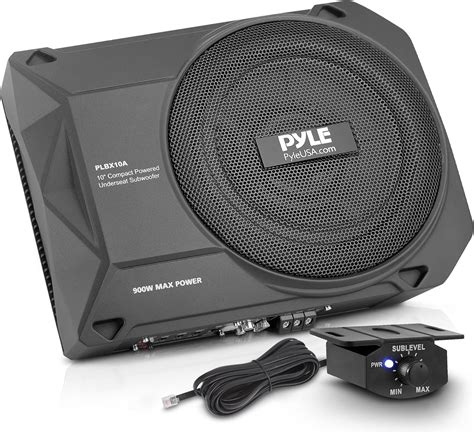 10 Inch Low Profile Amplified Subwoofer System 900 Watt Compact Enclosed Active Underseat Car