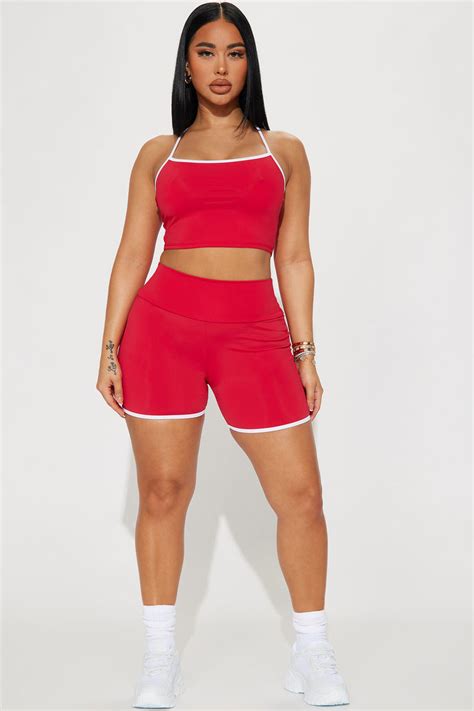 Newest Addition Active Set Red White Fashion Nova Nova Sport Sets Fashion Nova