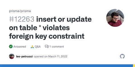 Insert Or Update On Table Violates Foreign Key Constraint Prisma