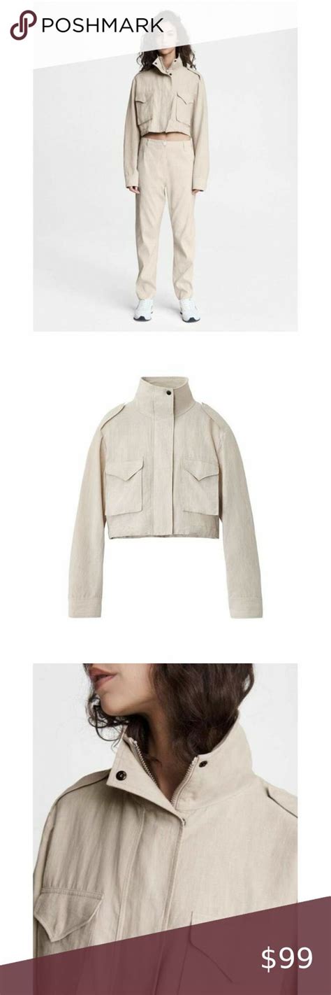 Rag Bone Cropped Field Jacket Linen Khaki Nwt Large Crop Field Field