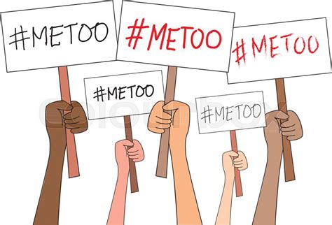 Women Hands Holding Sign Boards With Metoo Hashtag Word Isolated On