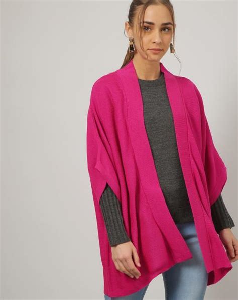 Women Open Front Pink Shrug With Shawl Lapel JioMart