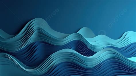 Blue And White Cut Out Paper Waves In The Water Background 3d