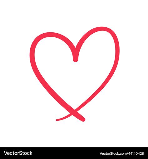 Red Heart Shaped Hand Drawn Line Drawing Vector Image