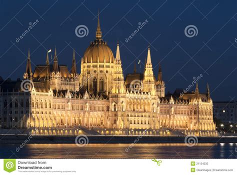 Hungarian Parliament at Night, Budapest Stock Image - Image of capital ...