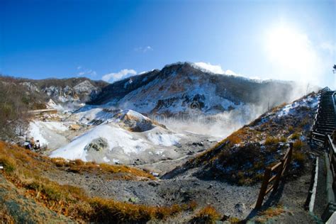 Jigokudani Valley, Active Volcano in Winter Snow at Noboribetsu Stock ...