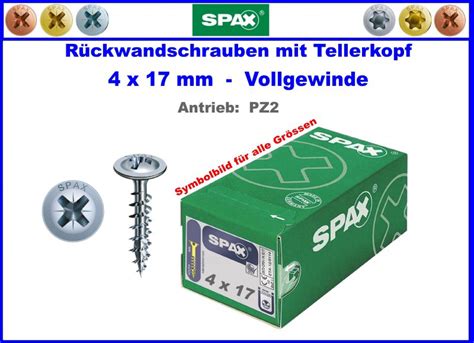 Abc Spax® Rückwandschrauben Mit Tellerkopf 4 X 17 Mm Menge Wählbar