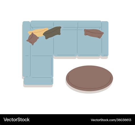 Plan top view on sofa with coffee table flat Vector Image