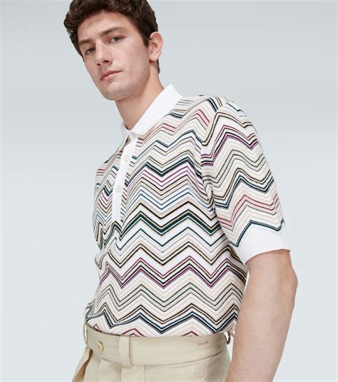 Missoni Zig Zag Cotton Blend Polo Sweater Missoni