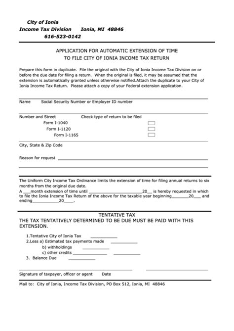 fillable application  automatic extension  time  file city