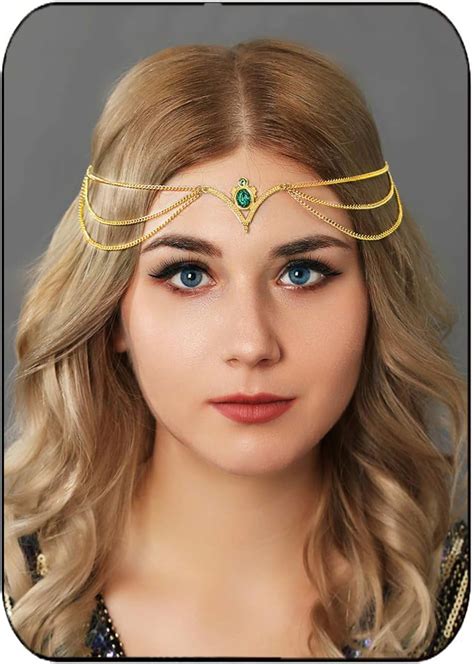 Aukmla Boho Head Chain Jewelry Gold Layered Headpiece Hair