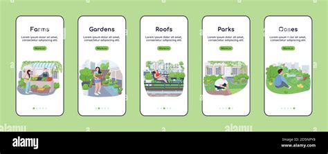 City Green Zones Onboarding Mobile App Screen Flat Vector Template