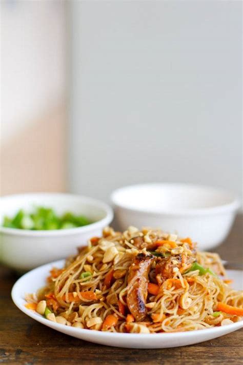 Hoisin Pork With Rice Noodles Recipe Pinch Of Yum