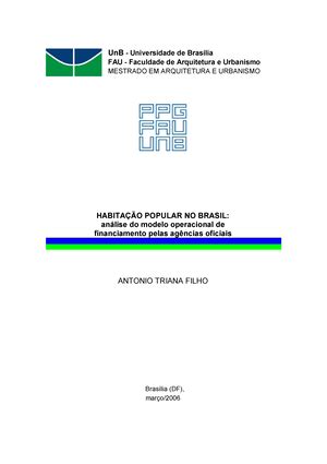 Resenha 22 anos de politica habitacional Universidade de Brasília