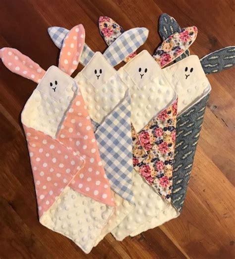 Super Soft Bunny Lovey Blankie Etsy Baby Sewing Patterns Baby