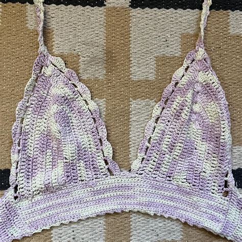 S Pastel Pink Crochet Halter Bikini Top Depop