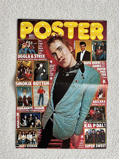 Sex Pistols 1978 Johnny Rotten Punk Swedish Poster Magazine 1970s