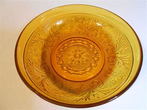 Tiara Exclusive Amber Sandwich Glass Shallow Smooth Edge Soup Bowl 6 1 2 Indiana Glass Etsy