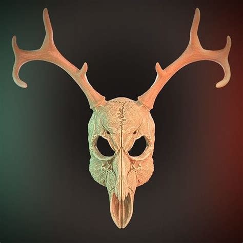 2 Horns Deer Skull Mask Cosplay 3d Stl Files Printing Halloween 3d