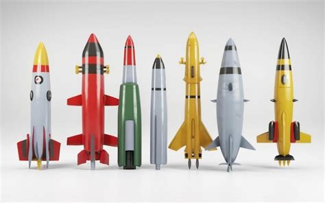 Premium AI Image | Flat cruise missile collection Set of combat weapons ...