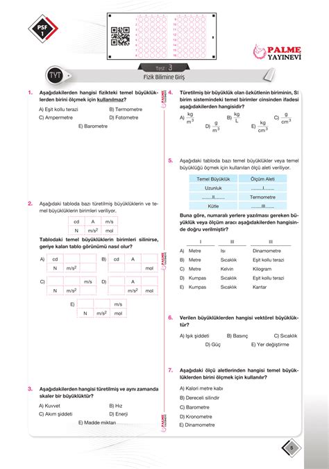 Tyt Fizik Psf Palme Soru F Y Palme Kurumsal Ba Ar Seti