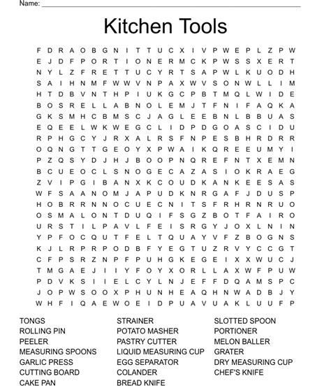 Kitchen Tools Word Search Wordmint