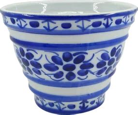 Vaso Em Porcelana Azul Colonial 11 5 Cm Furo BIANO